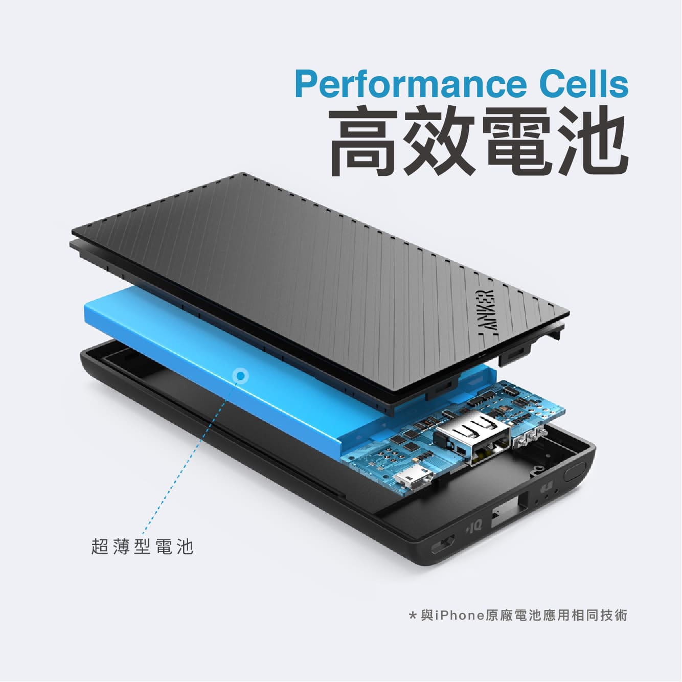 B1250 行動電源薄型 5000mAh 黑 PowerIQ