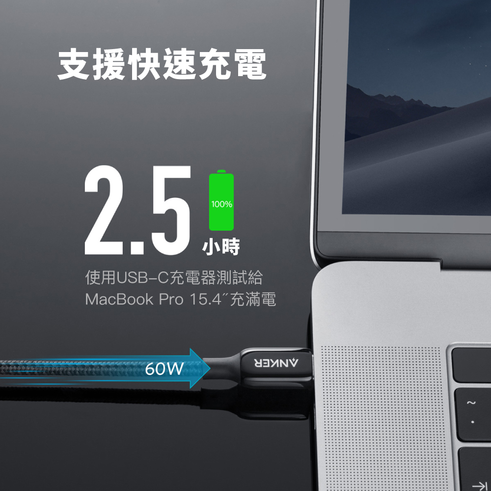 A8863 快充線 1.8M黑灰 USB-C to USB-C 