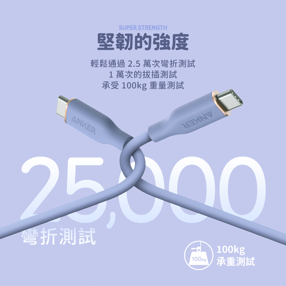 A8552 643 PowerLine USB-C to USB-C傳輸充電線 0.9M 白