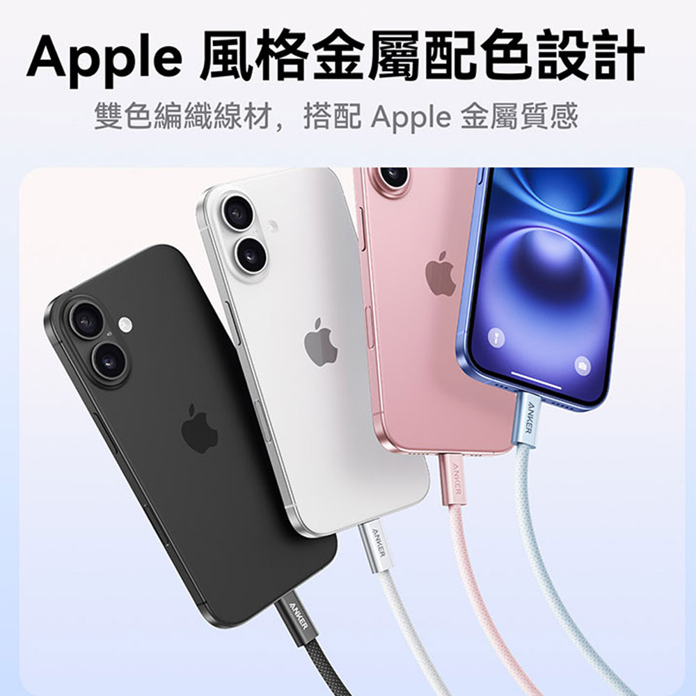 A8060 240W Type-C 耐髒充電線-1m 藍