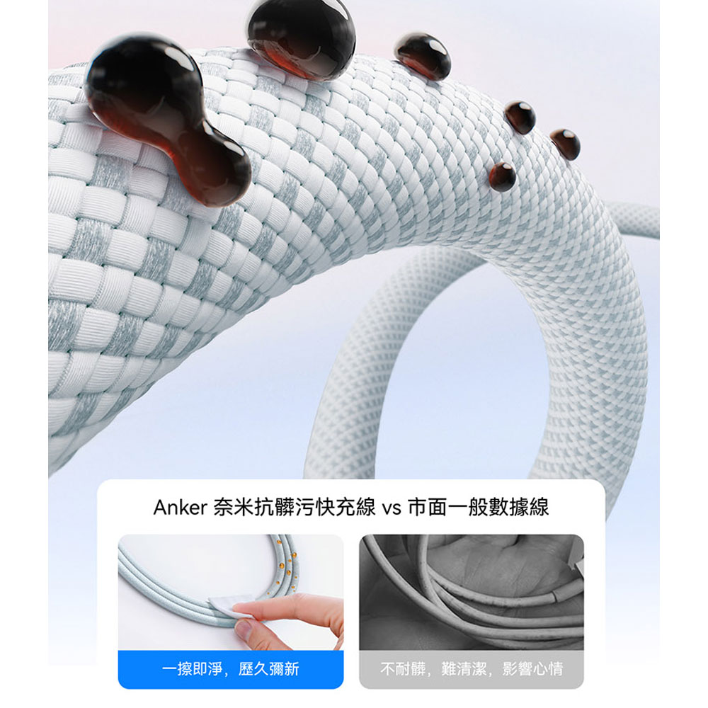 A8060 240W Type-C 耐髒充電線-1.8m 黑