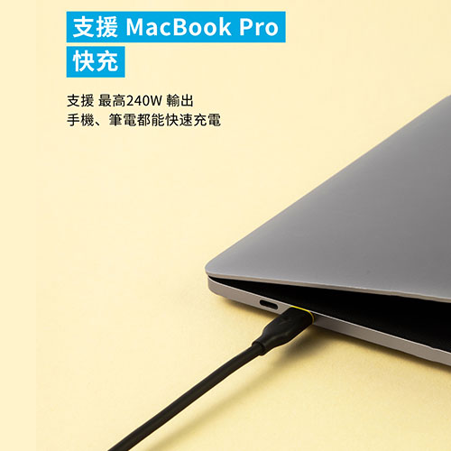 A8553 皮卡丘 Type-C 240W 1.8m 充電線 黑