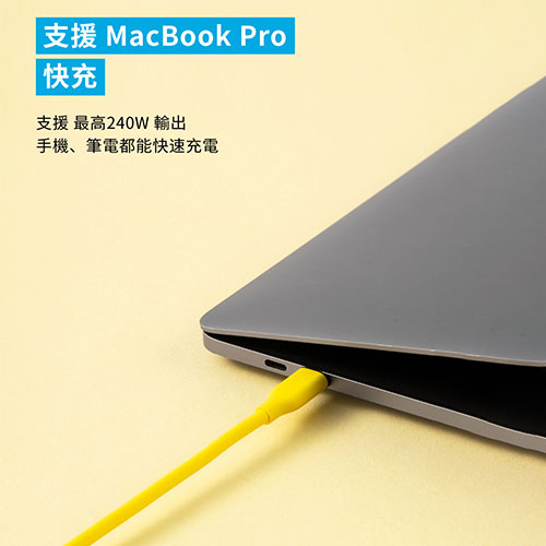 A8553 皮卡丘 Type-C 240W 1.8m 充電線 黃