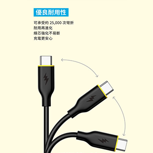 A8553 皮卡丘 Type-C 240W 1.8m 充電線 黑