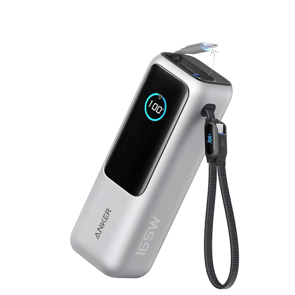 A1695 25000mAh 165W自帶伸缩線行動電源-銀